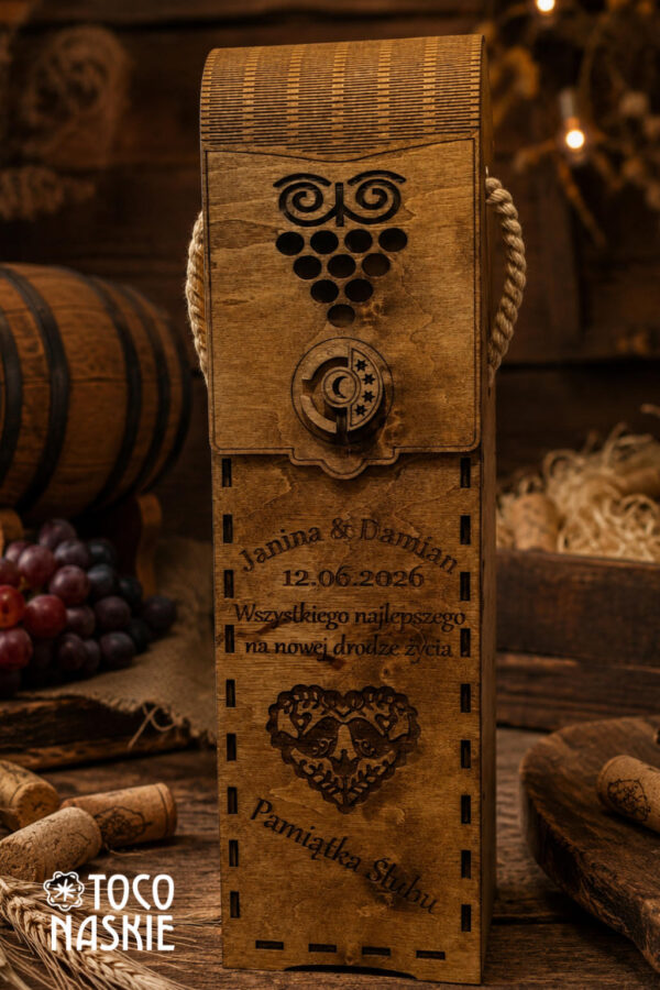 Personalizowane drewniane pudełko na wino
